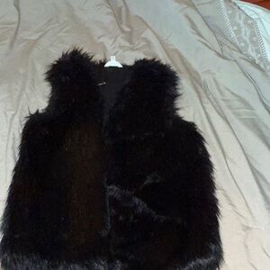 Time and Tru Black Faux Fur Vest